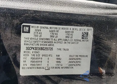 2011 Chevrolet Silverado 1500 Lt from USA, damaged, VIN 3GCPKSE36BG255726